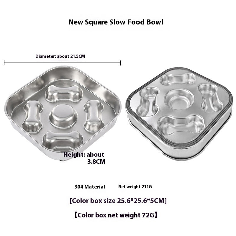 Non-slip Anti-choke 304 Stainless Steel Pet Slow Feeding