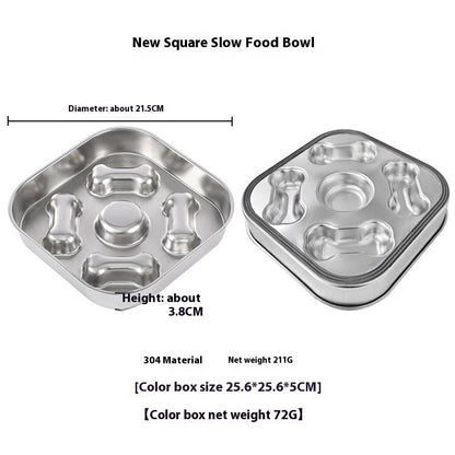 Non-slip Anti-choke 304 Stainless Steel Pet Slow Feeding