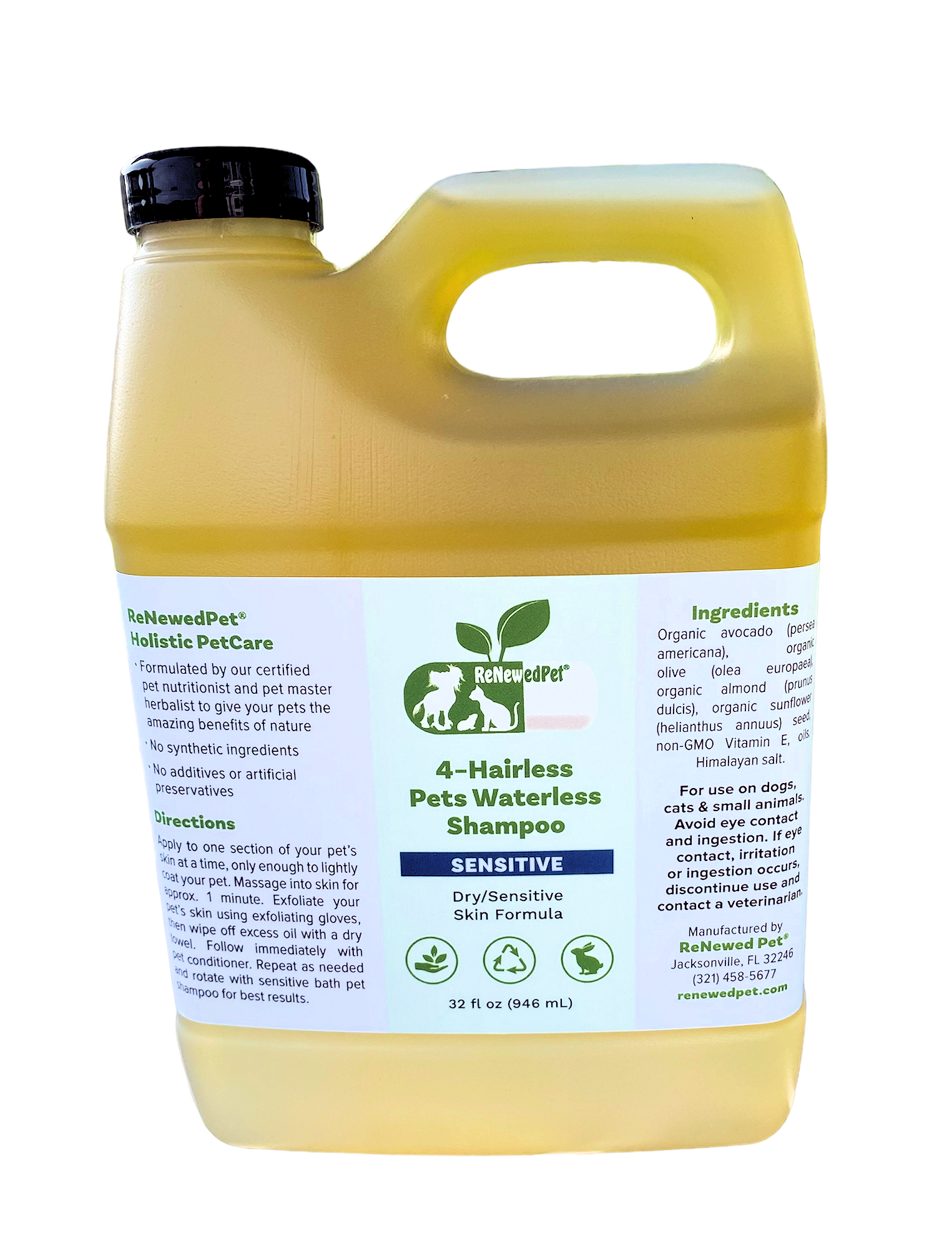 4 - HAIRLESS PETS SENSITIVE WATERLESS SHAMPOO - 4 Nudie Pets - ReNewedPet