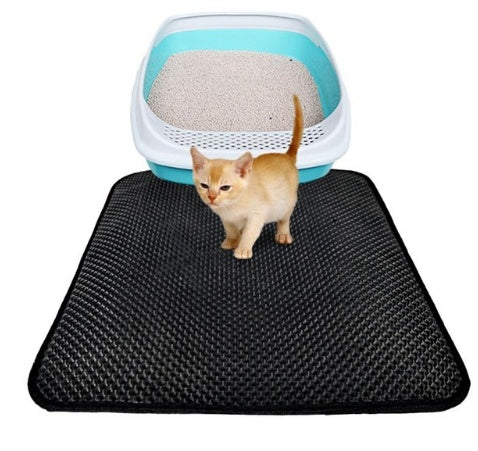 Double Layer Cat Litter Trapping Mat — Waterproof Bed Pad for Litter Box