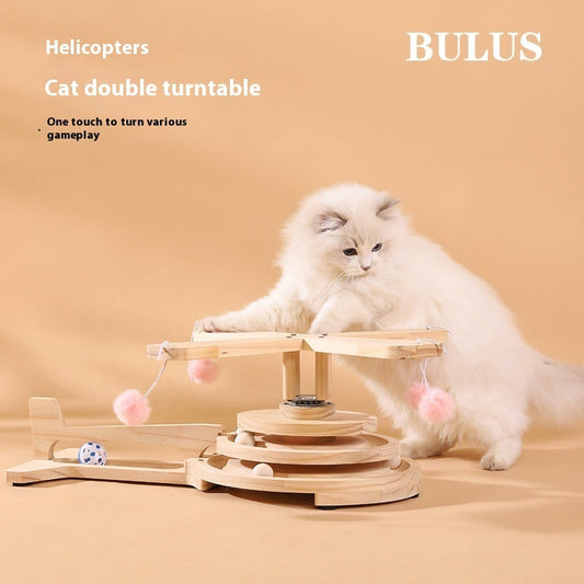 Purrfect Pet Kingdom Cat Scratch Board Toy Turntable Cat Teasing Ball Self-Hi Rel (Helicopter Cat Turntable, Independent Carton Packaging) - Premium Cat Scratching
