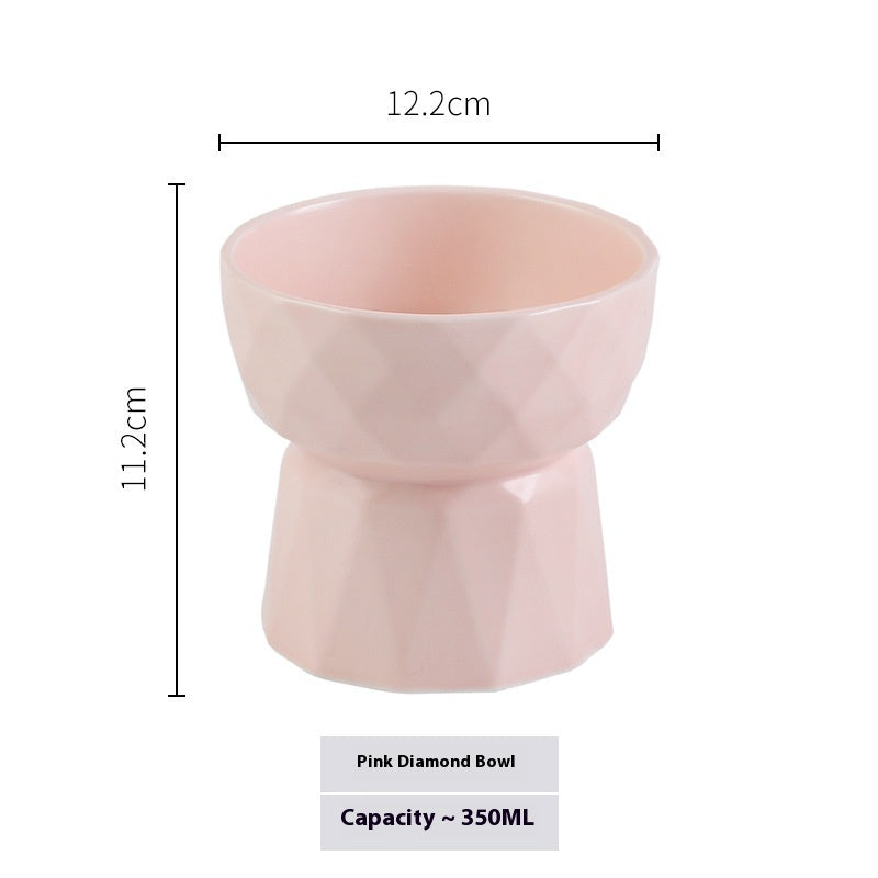 Ceramic High Foot Cervical Protection Pet Bowl