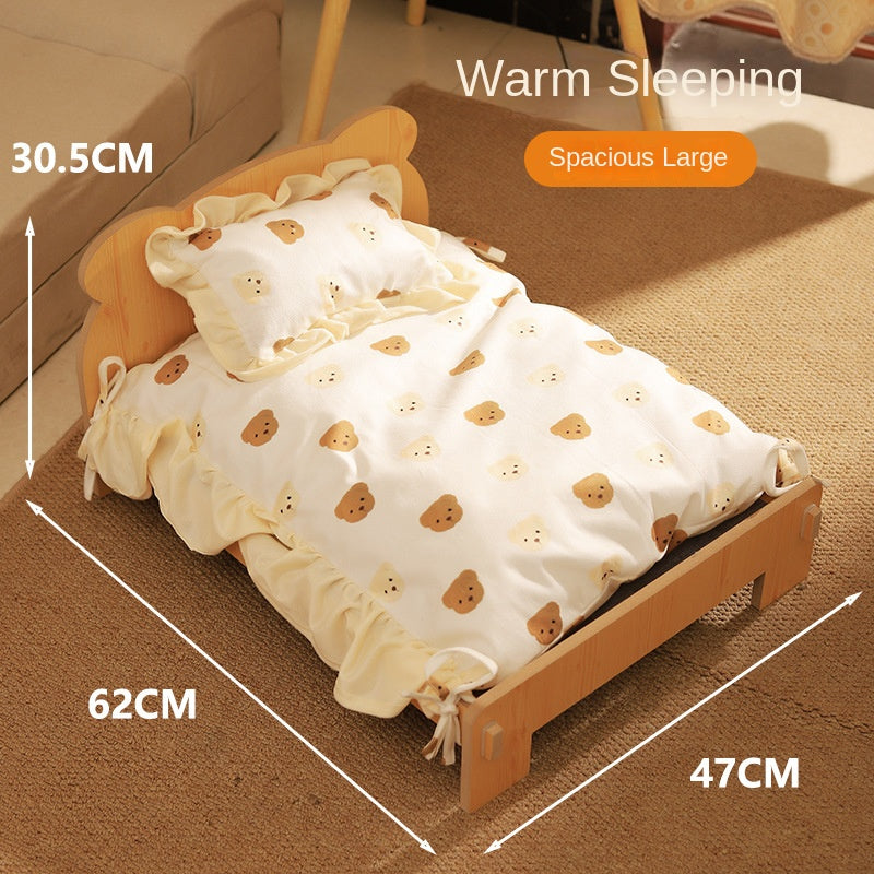 Cat Bed Solid Wood Removable Princess Style 🛏️