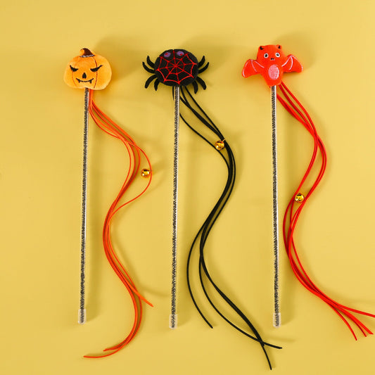 Halloween Cat Teaser Stick Cartoon Plush Spider Pumpkin Bat