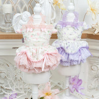 Luxury Japanese design Dog dress chiffon little bow floral