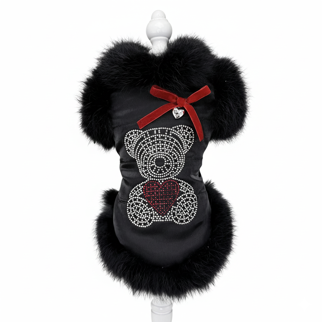 Black Faux Fur Dog Coat