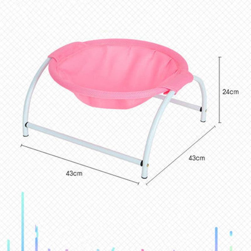 Portable Elevated Camping Cot for Pets - Grey/Pink