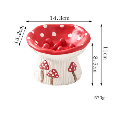 Creative Mushroom Modeling Tall Pet Bowl Cute Cat Bowl Dog