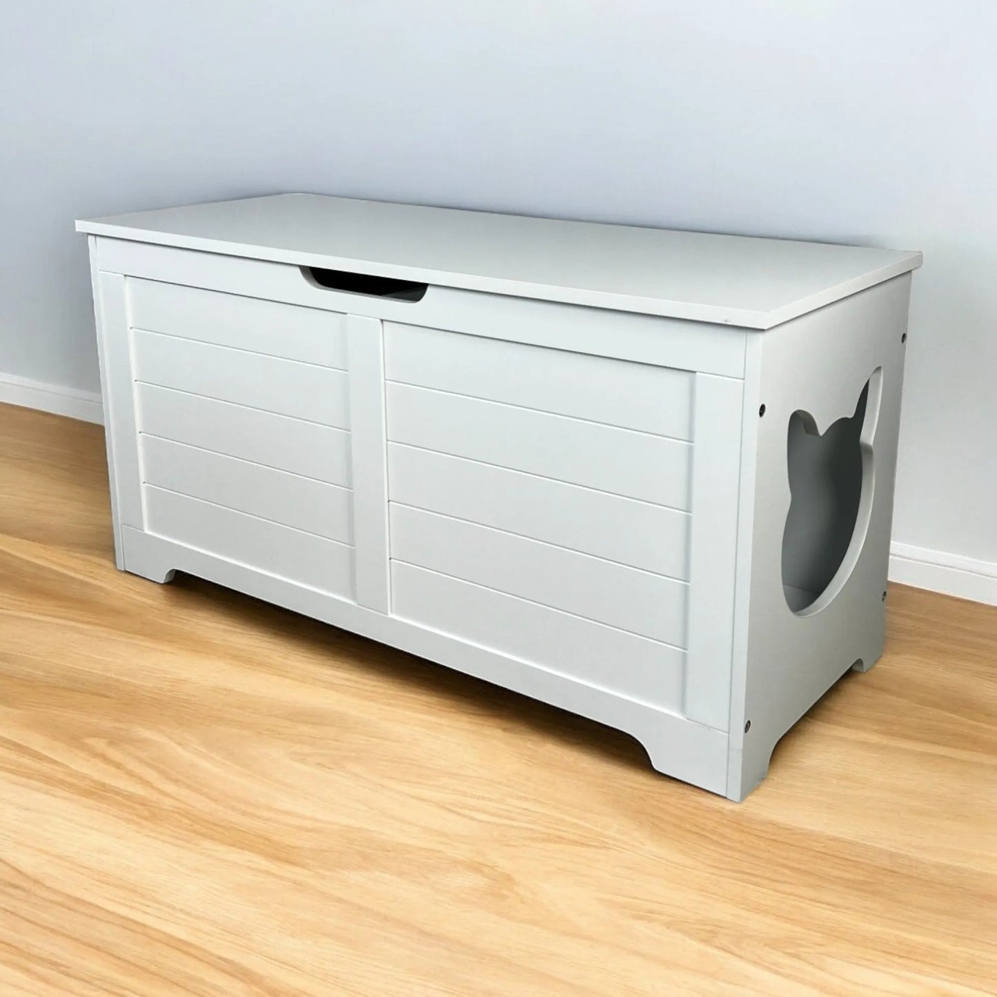 Large 39.4 Inch Modern MDF Cat Litter Box Furniture in stylish design by Purrfect Pet Kingdom, perfect for pet owners.