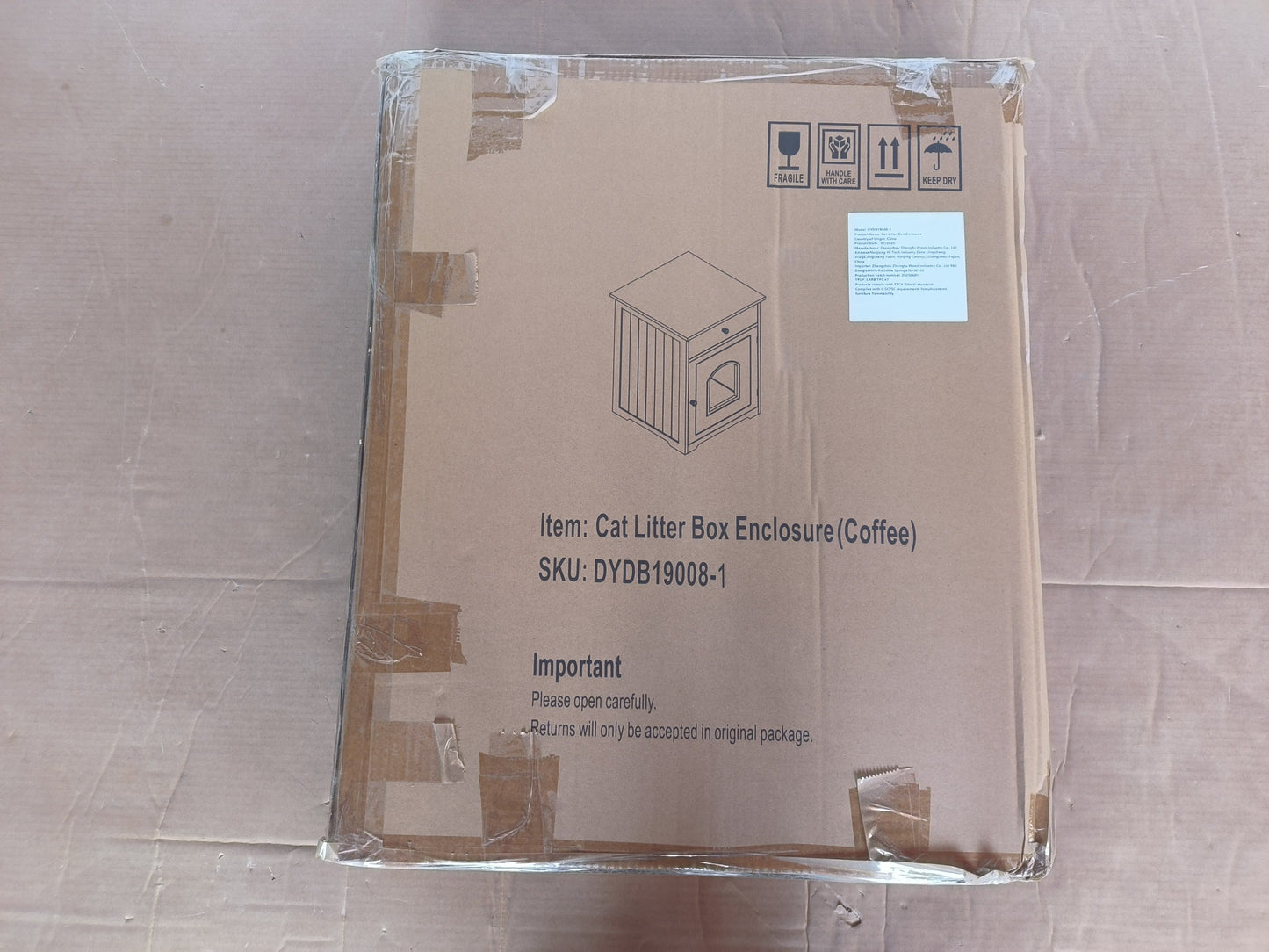 Wooden Pet House Cat Litter Box Enclosure with Drawer, Side