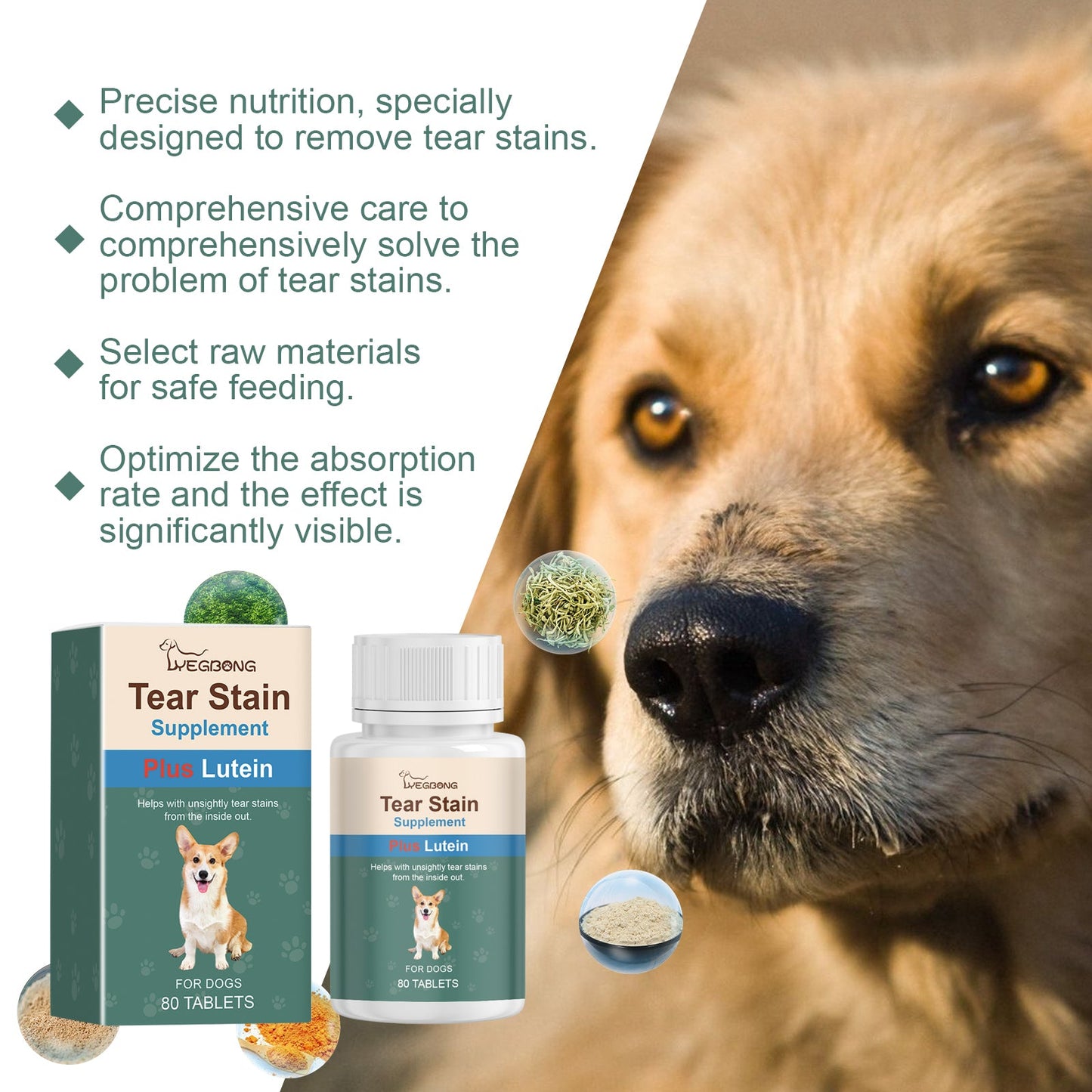 Tear-Stained Eye Care Tablet For Dogs To Gently Clean Tear-Stained Eye Stains For Pet Dogs