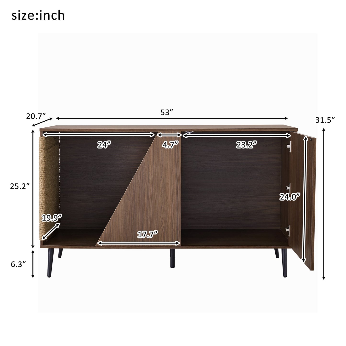 Cat Furniture 2 IN 1 Modern Walnut Cabinet Side Table With