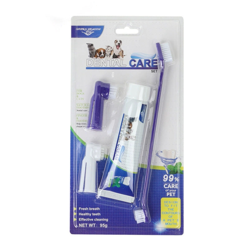 Pet Toothpaste Dog Toothbrush Cat Toothbrush Finger Toothbrush for Dogs and Cats Pet Dental Care Set - Purrfect Pet Kingdom
