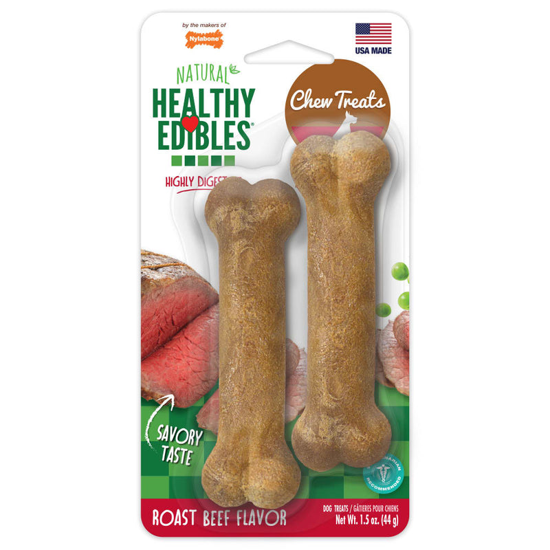 Nylabone Healthy Edibles All-Natural Long Lasting Roast Beef Dog Chew Treats (3pk) (1.5oz)