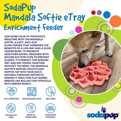 Mandala Softie eTray Shallow Slow Feeder Dog Bowl with