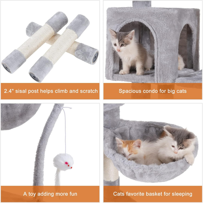 Heybly Small Cat Tree with Hammock – Compact Cat Tower & Furniture for Indoor Cats - WTN Essentials