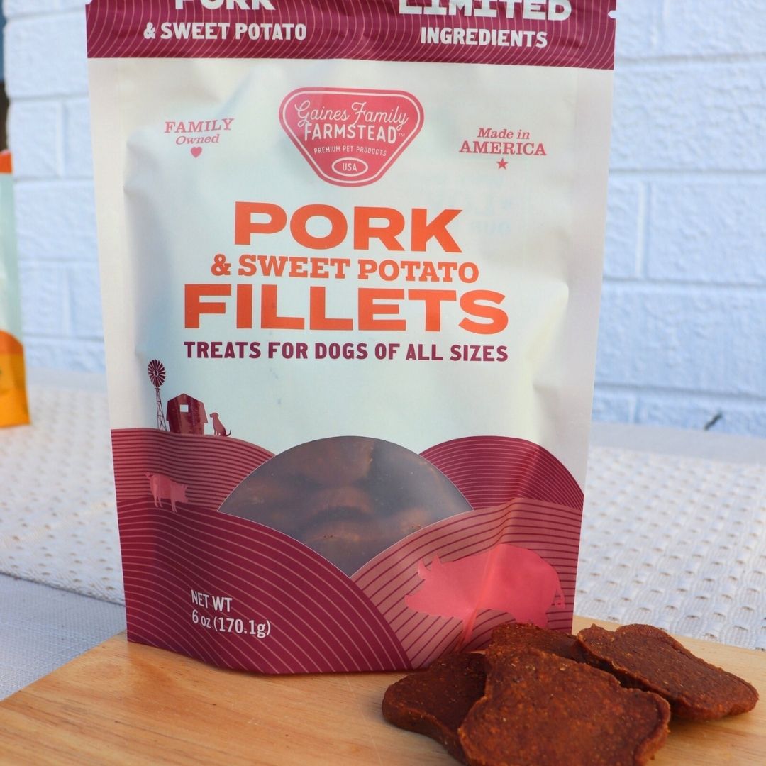 Pork And Sweet Potato Fillets Dog Treats 6 Oz USA ✅