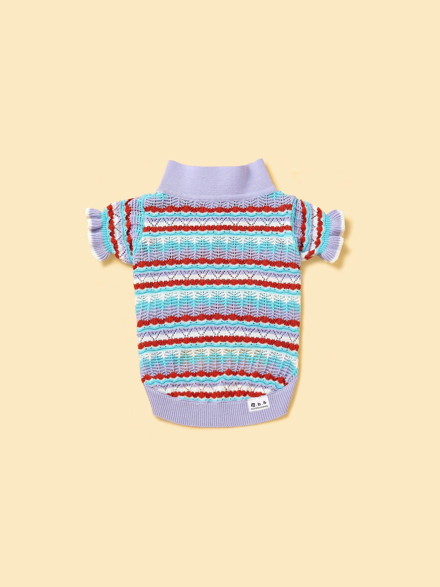 Pet & Me Spring Summer Lavender Ruffle Crochet Short Sleeve Polo Shirt - Dog Polo Shirt - BarkBarkBaby