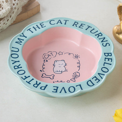 Neck Anti-tumble Acrylic Lace Ceramic Cat Bowl