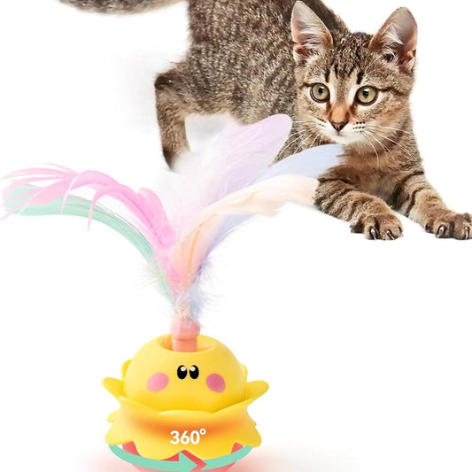 Interactive Automatic Cat Feather Toy, Rotating With LED