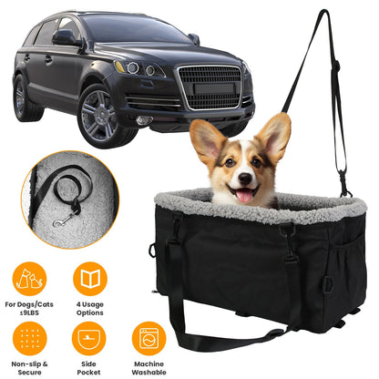 Small Dog Car Seat with Harness Center Console Pet Booster