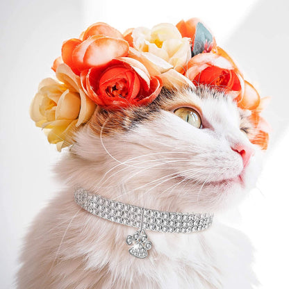 Cat Collar Crystal Elastic Pet Necklace Breakaway 💎