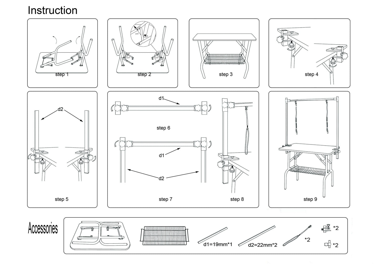 42' Folding Dog Pet Grooming Table Stainless Steel Frame