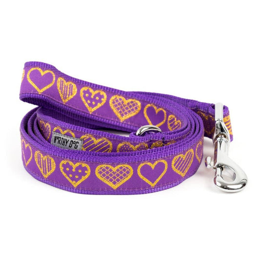 Purple Love Heart Dog Leash - 2 Sizes