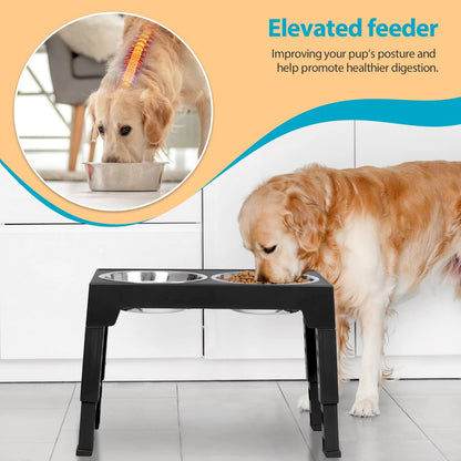 Elevated Dog Bowl Stand Stainless Steel Raised Feeder 🍽️