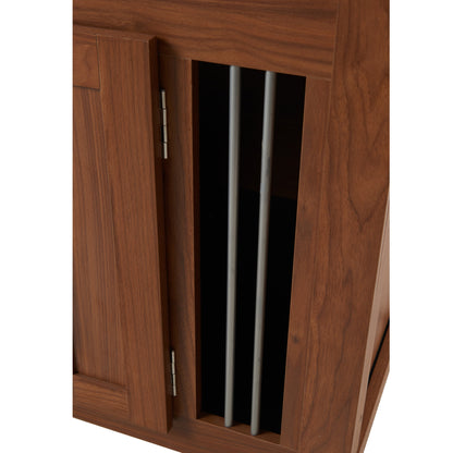 2 In 1 Walnut Dog Crate Nightstand With Storage