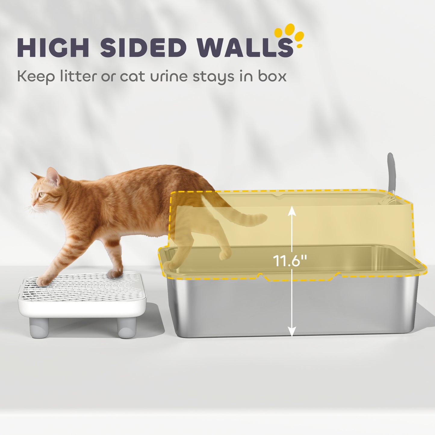 XL Stainless Steel Flip-Top Cat Litter Box - Enclosed High-Sided Toilet
