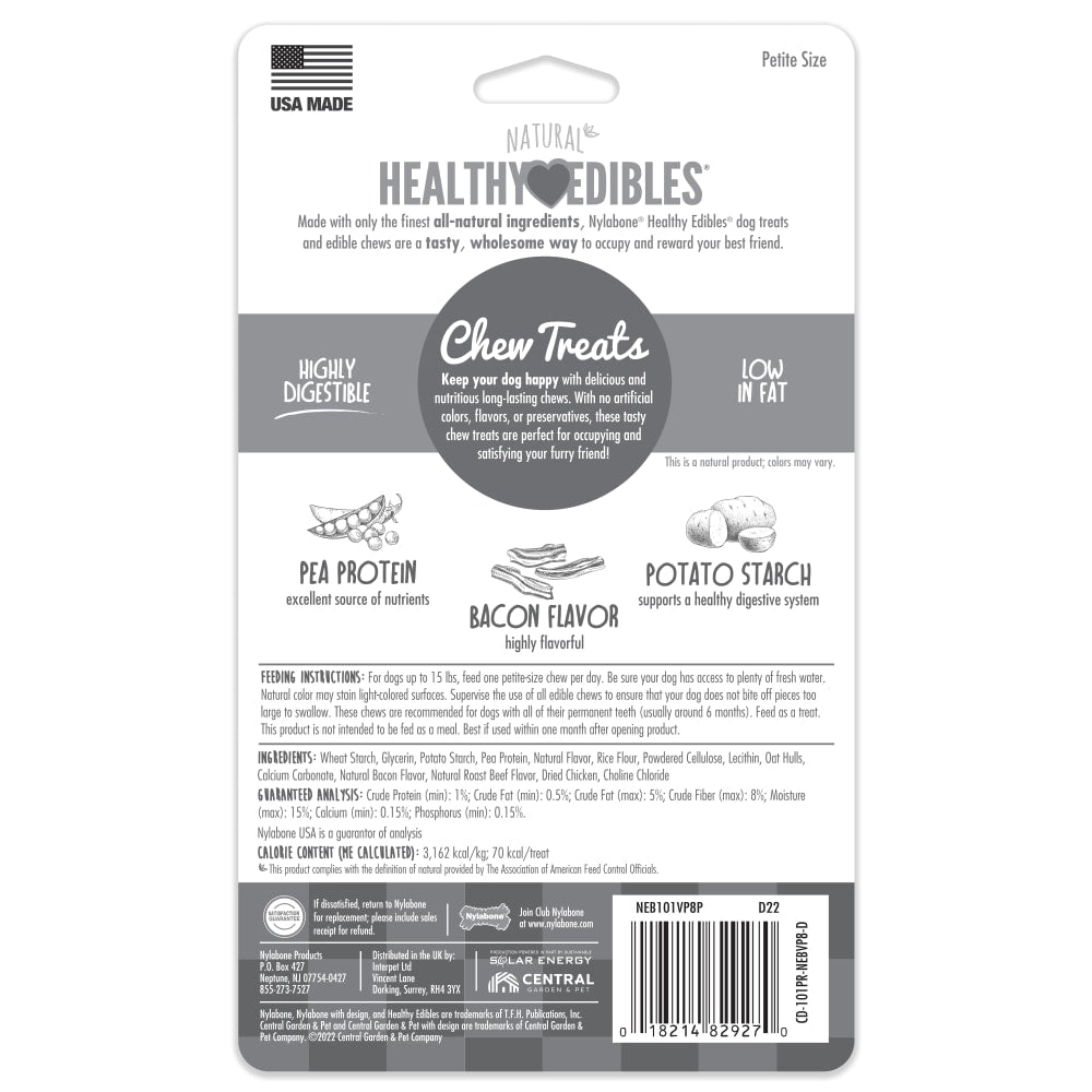 Bacon Dog Chews Healthy Edibles Long Lasting 6.7oz USA 🥓