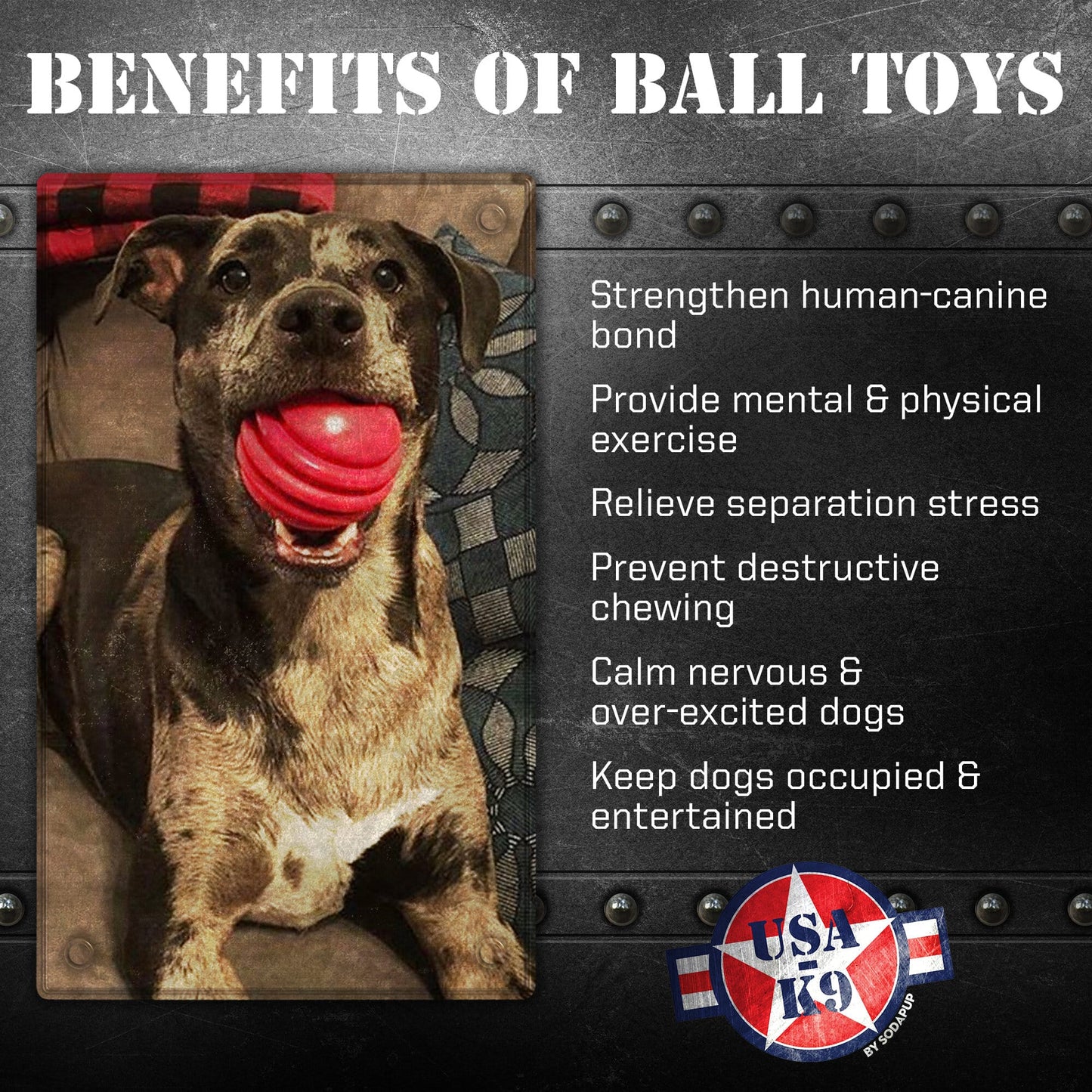 USA-K9 Stars and Stripes Rubber toy | K9 Handler Reward Toy