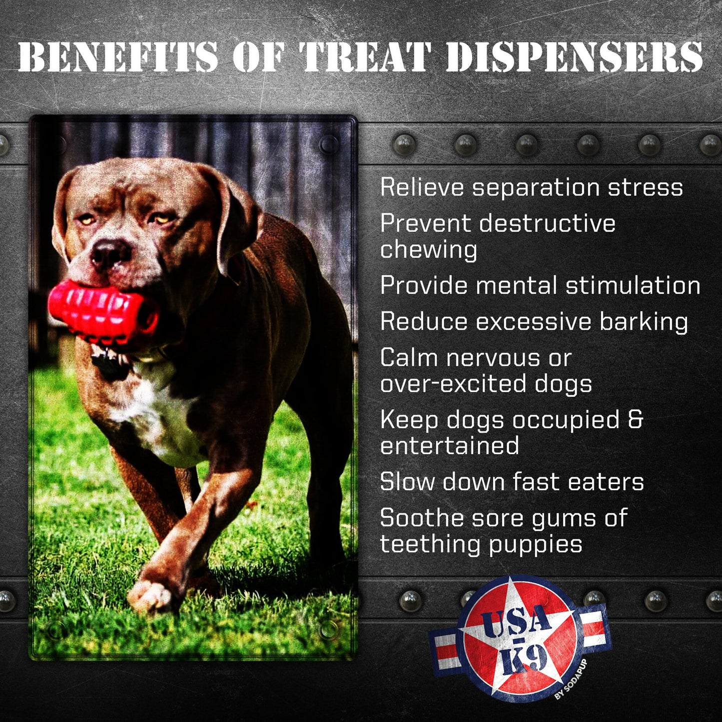 USA-K9 Grenade Shaped eDispenser Durable Dog Chew Toy & Treat