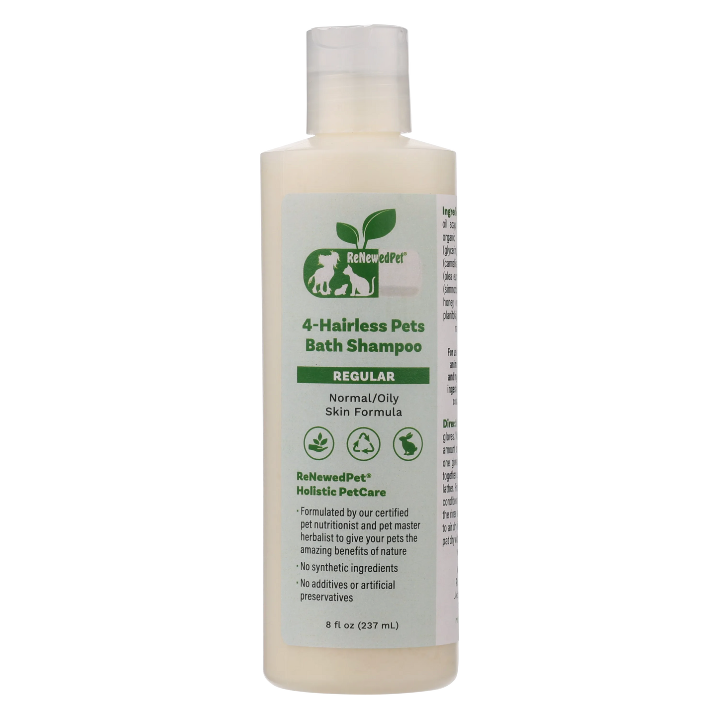 4-HAIRLESS PETS REGULAR SHAMPOO by ReNewedPet, available in half size 4 oz, full size 8 oz, and extra large 32 oz, ideal f...