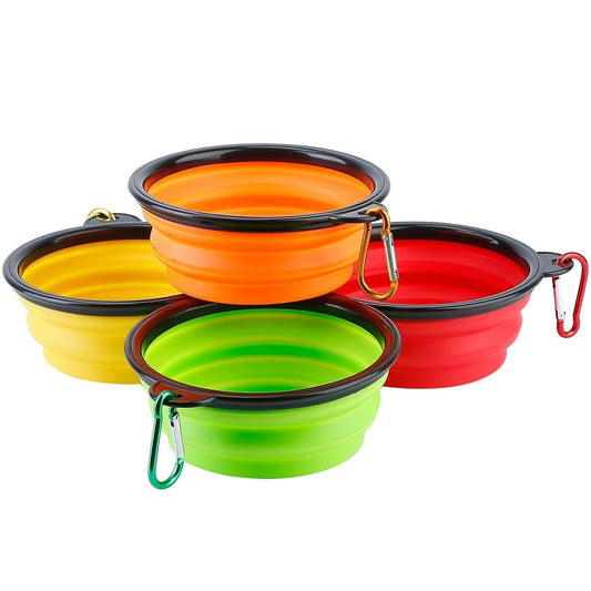 4-Pack: Silicone Collapsible Dog or Cat Food Water Bowl