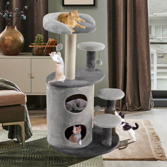 Purrfect Pet Kingdom 40 Inch Cat Tree Condo with Plush Perches Gray Purrfect Pet Kingdom