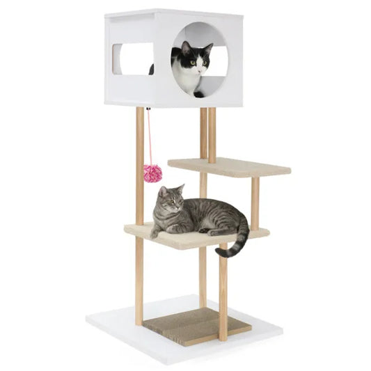 Purrfect Pet Kingdom Multi-Level Cat Tree With 2 Scratching Pads, Dual-Door Cat C (defaulttitle) - Premium Cat Trees & Furniture