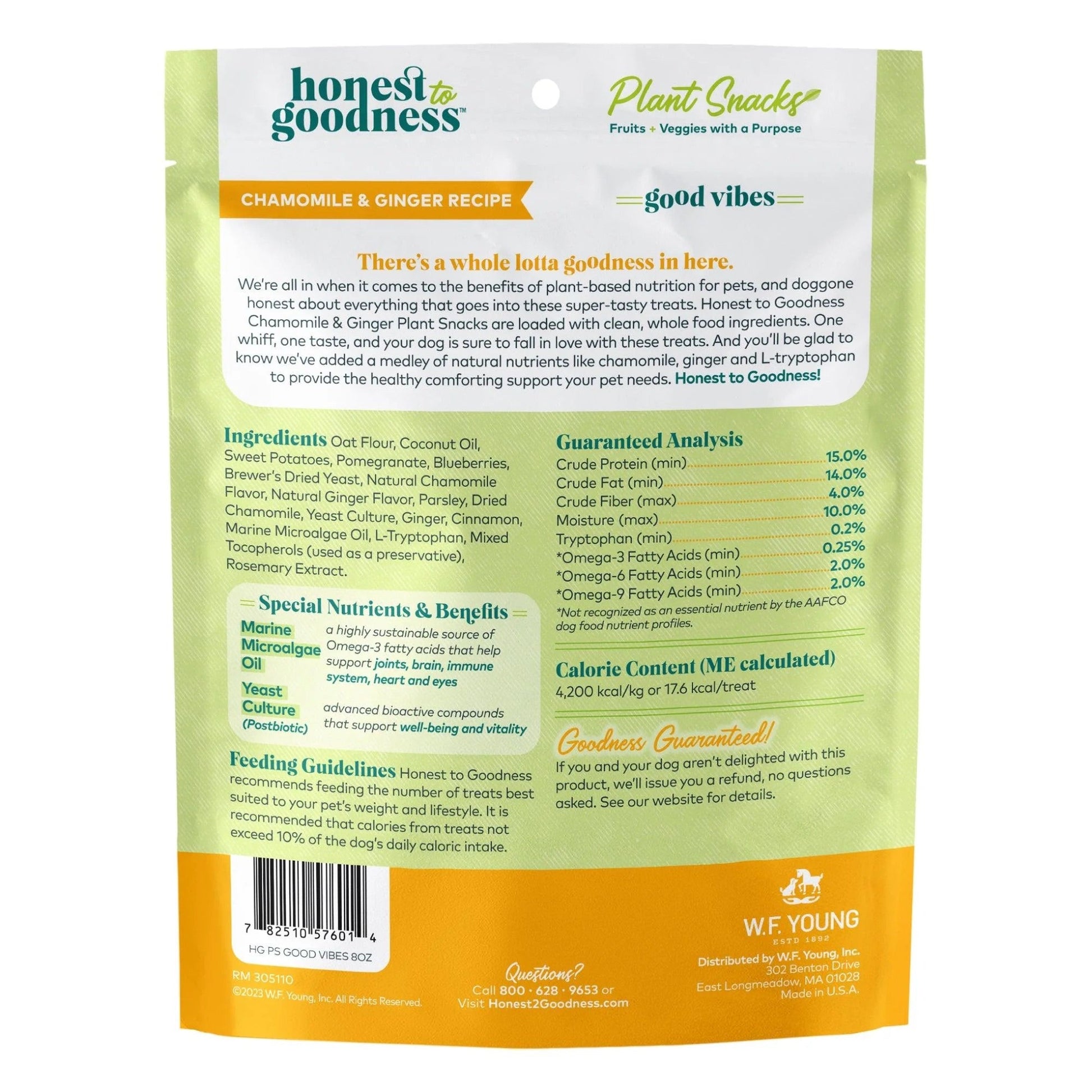 Honest To Goodness Good Vibes Calming Treats Chamomile & Ginger Dog Treat (8oz) - Honest To Goodness - The Family Pet