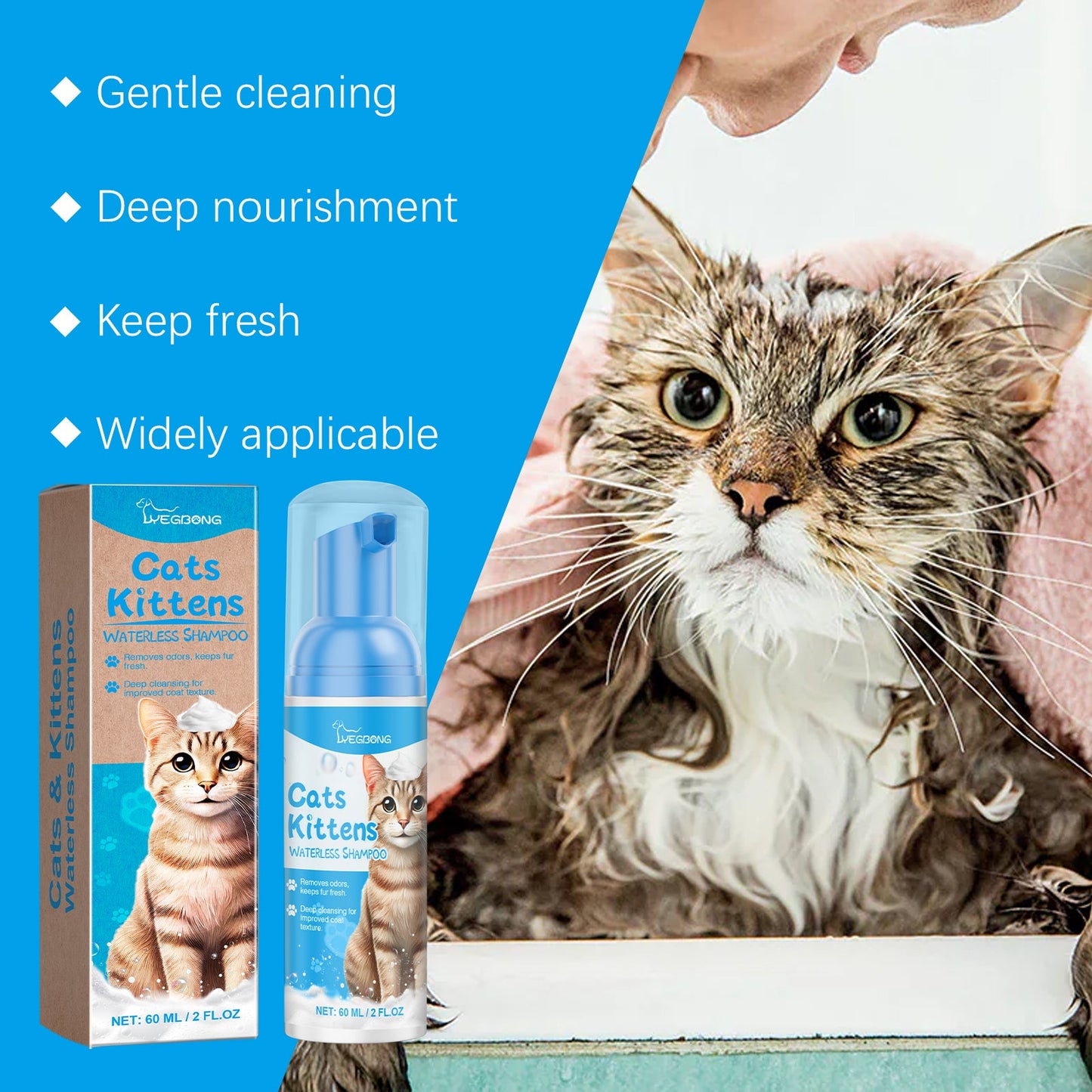 Cat Cleaning Mousse With Kitty Cleaning Foam Pet Care Gentle