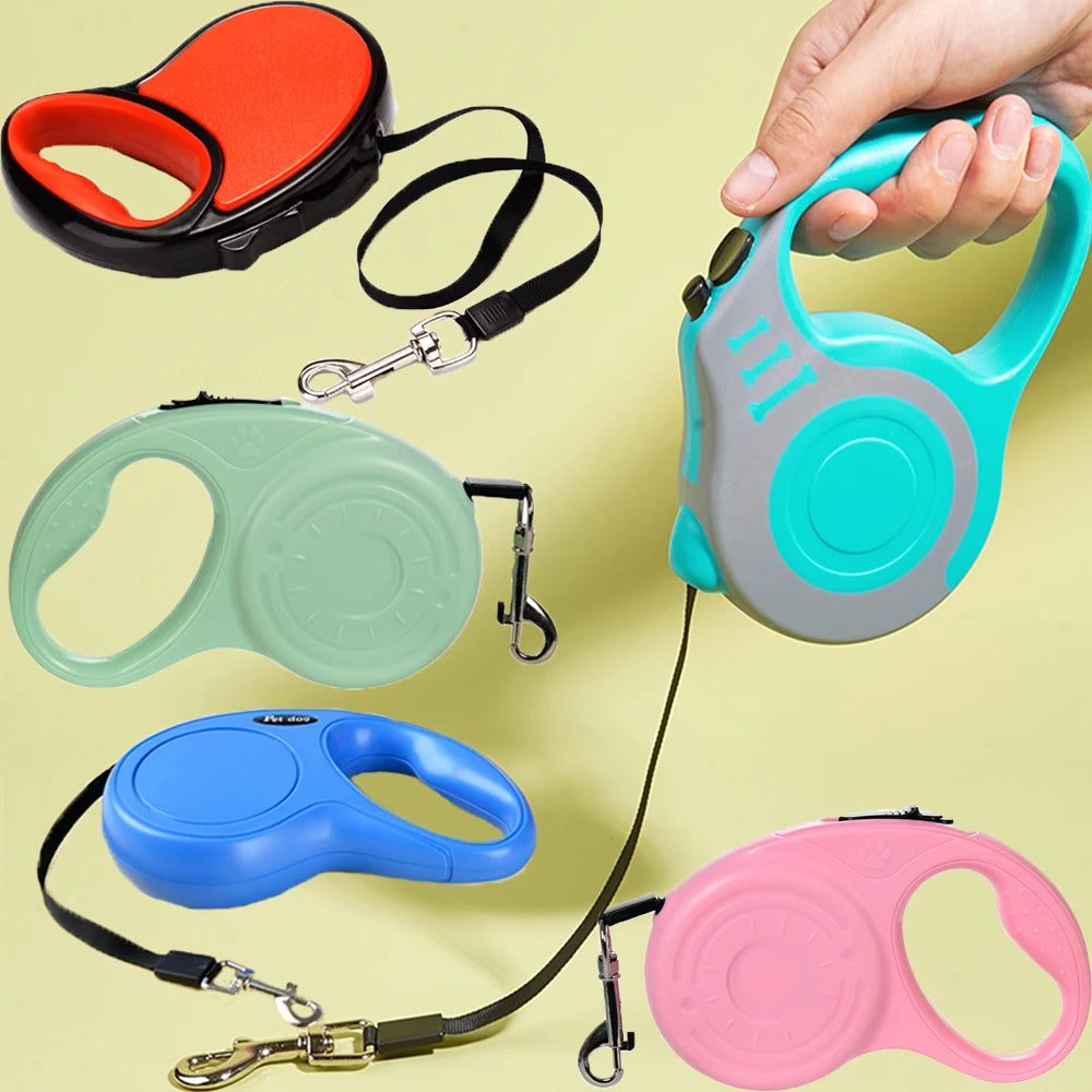 3M/5Metre Dog Leash Walking Automatic Pet Collar ABS Case Nylon Rope Dog Harness Dog footprint Puppy Dog Footprints Keychain