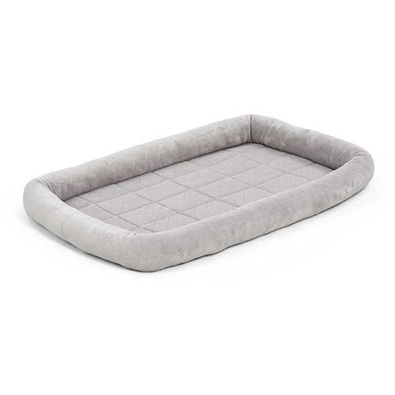 42 inch gray dog bed with soft fabric and stylish quilted design for comfortable pet resting