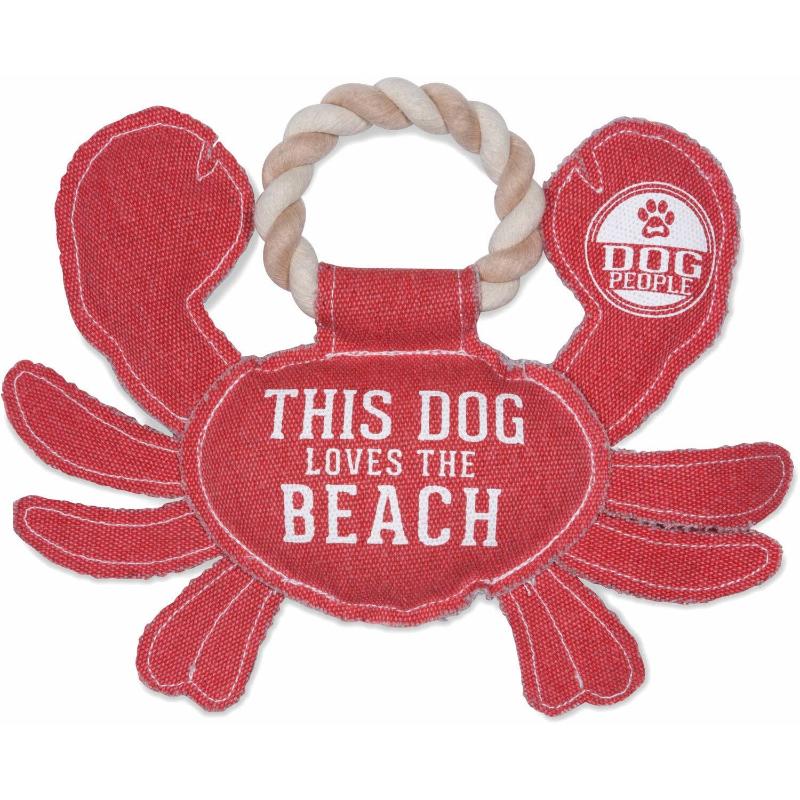 Beach Dog - 10.75" x 8" Canvas Dog Toy on Rope