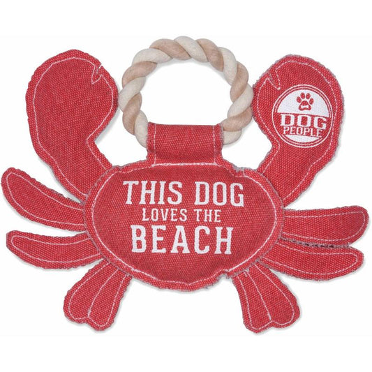 Beach Dog - 10.75" x 8" Canvas Dog Toy on Rope