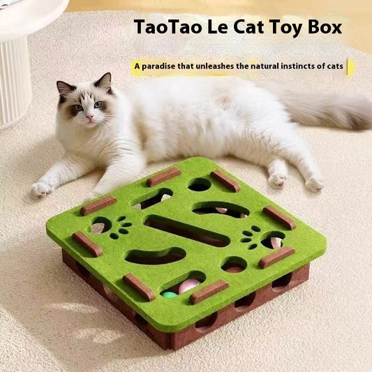Purrfect Pet Kingdom Cat Toy Self-Hi Relieving Stuffy Artifact Hole Felt Box (Gray, 30X30X7.5cm) - Premium Cat Toys