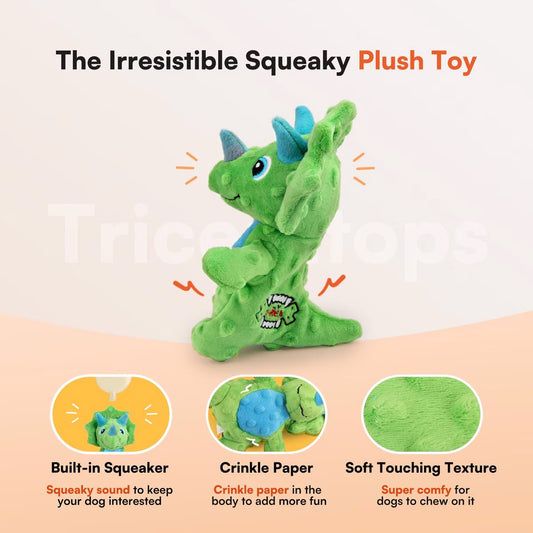 My T-Rex - Squeaky Dog Toys - Thomas The Mini Triceratops