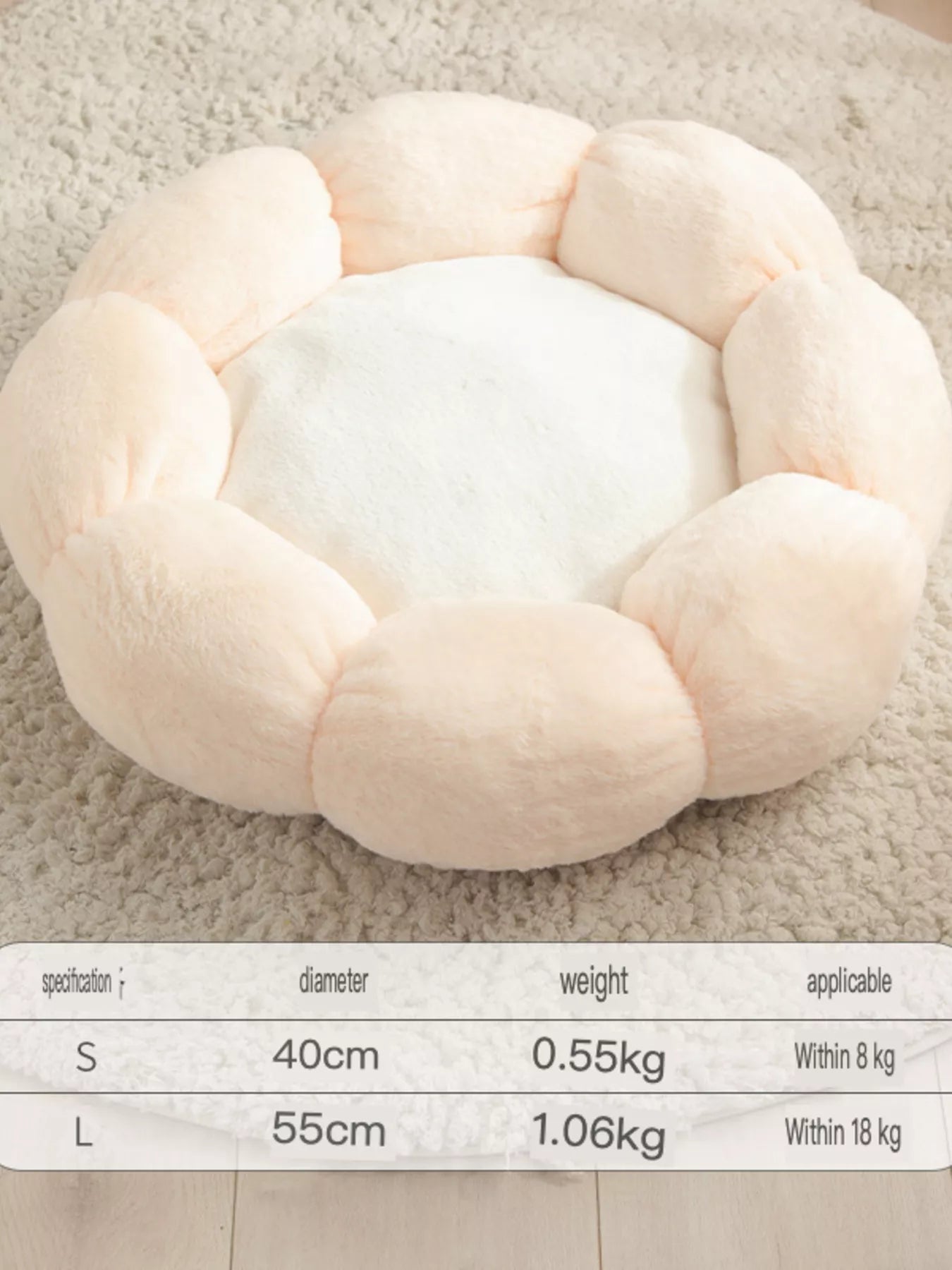 Pet Bed - Round Plush Nest with Soft Integrated Cloud Pillow