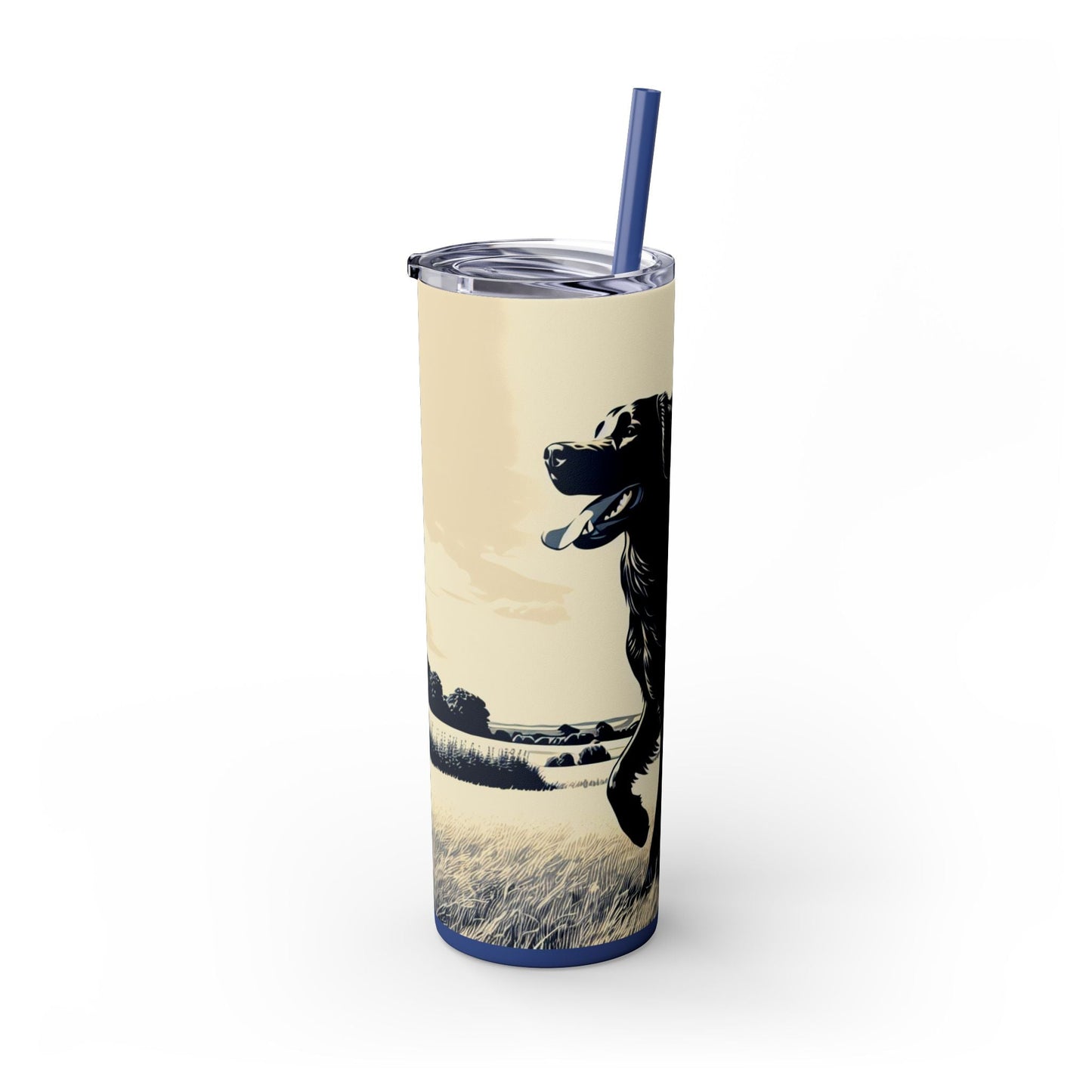 Flat Coated Retriever Tumbler with Straw, 20oz