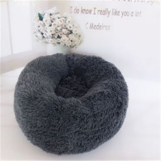 Plush Round Calming Cat Bed for Cozy Autumn and Winter Sleep