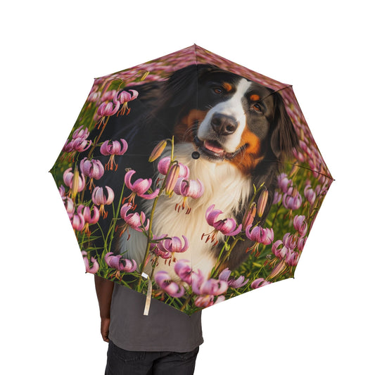 Bernese Mountain Dog Semi-Automatic Foldable Umbrella
